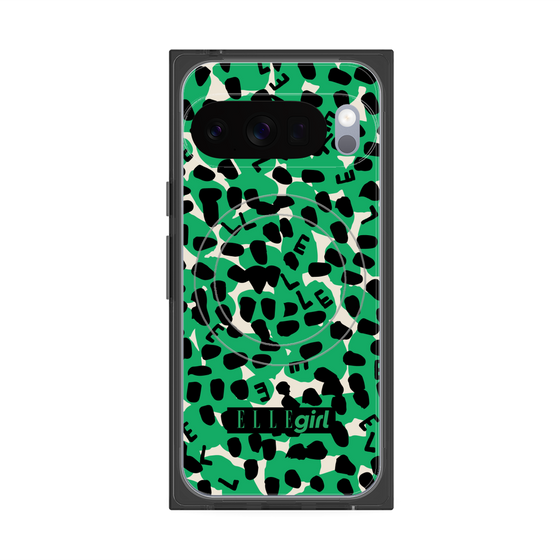 プレミアムスクエアケース with Pixelsnap［ ELLEgirl - レオパード - Green ］