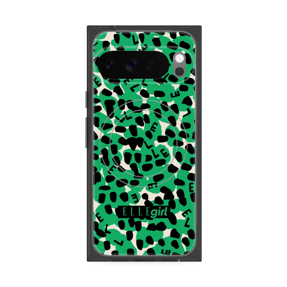 プレミアムスクエアケース with Pixelsnap［ ELLEgirl - レオパード - Green ］