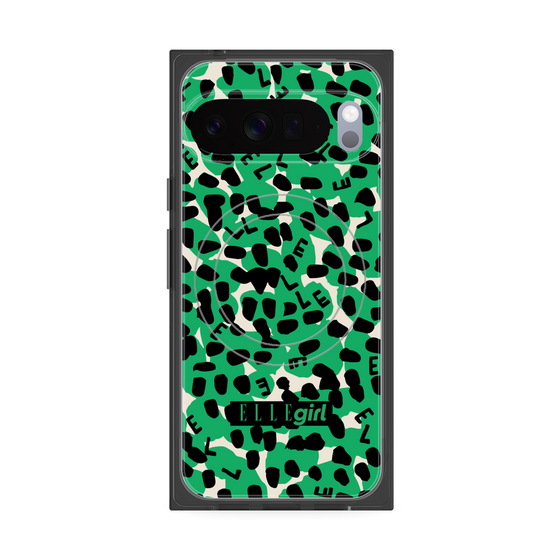 プレミアムスクエアケース with Pixelsnap［ ELLEgirl - レオパード - Green ］