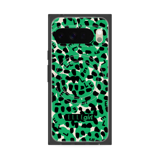 プレミアムスクエアケース with Pixelsnap［ ELLEgirl - レオパード - Green ］