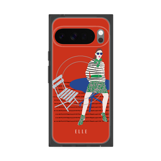 プレミアムスクエアケース with Pixelsnap［ ELLE - パリジェンヌ - レッド ］