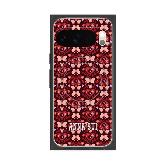 プレミアムスクエアケース with Pixelsnap［ ANNA SUI - バタフライハーツ - レッド ］