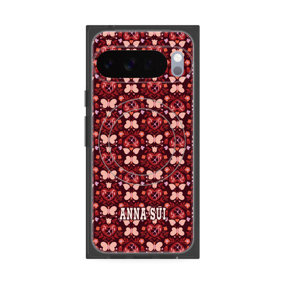 プレミアムスクエアケース with Pixelsnap［ ANNA SUI - バタフライハーツ - レッド ］