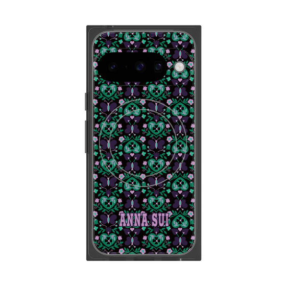 プレミアムスクエアケース with Pixelsnap［ ANNA SUI - バタフライハーツ - グリーン ］