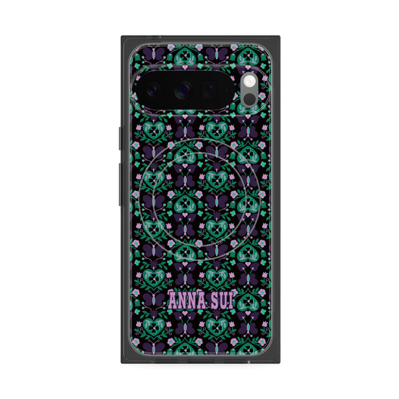 プレミアムスクエアケース with Pixelsnap［ ANNA SUI - バタフライハーツ - グリーン ］