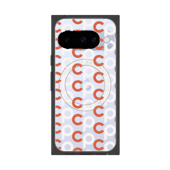 プレミアムスクエアケース with Pixelsnap［ オリジナル - CASEPLAYイニシャル総柄 - オレンジ ］