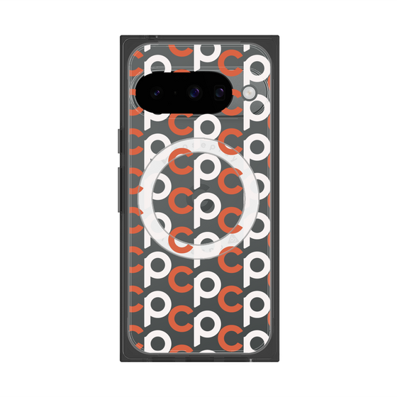 プレミアムスクエアケース with Pixelsnap［ オリジナル - CASEPLAYイニシャル総柄 - オレンジ ］
