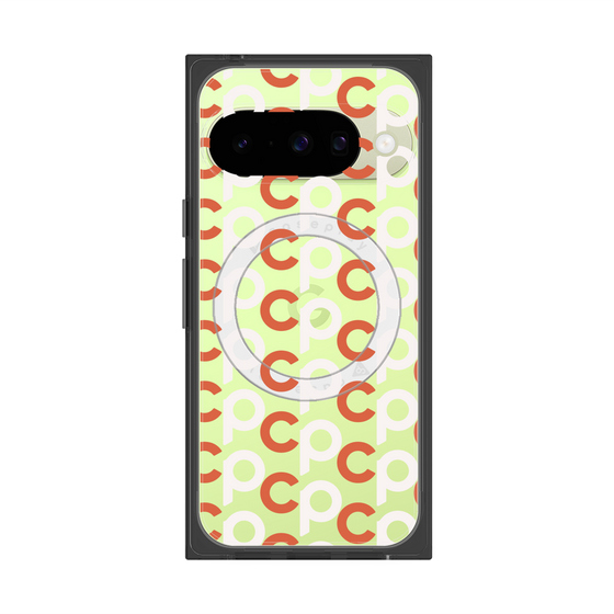 プレミアムスクエアケース with Pixelsnap［ オリジナル - CASEPLAYイニシャル総柄 - オレンジ ］