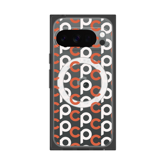 プレミアムスクエアケース with Pixelsnap［ オリジナル - CASEPLAYイニシャル総柄 - オレンジ ］