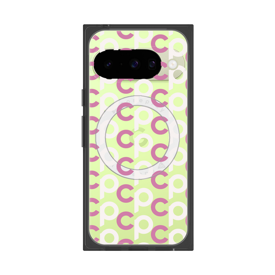 プレミアムスクエアケース with Pixelsnap［ オリジナル - CASEPLAYイニシャル総柄 - ピンク ］