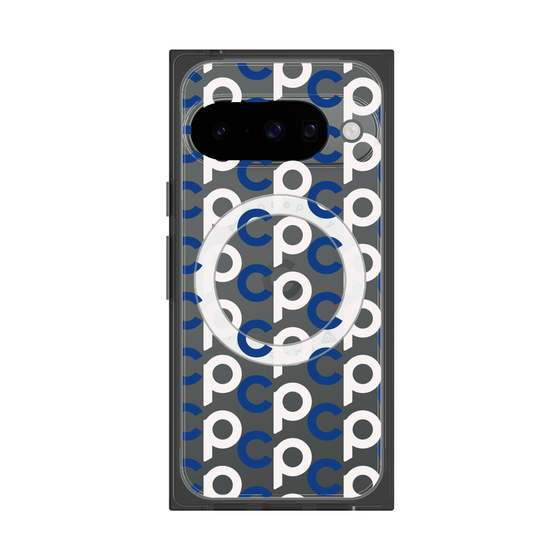 プレミアムスクエアケース with Pixelsnap［ オリジナル - CASEPLAYイニシャル総柄 - ネイビー ］