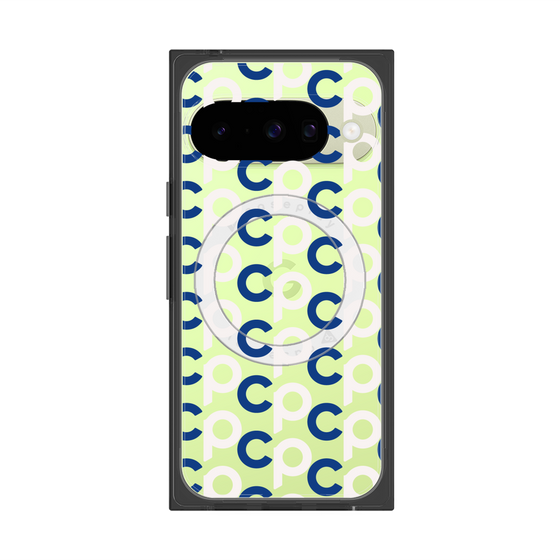 プレミアムスクエアケース with Pixelsnap［ オリジナル - CASEPLAYイニシャル総柄 - ネイビー ］