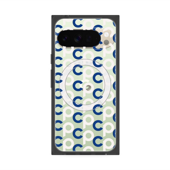 プレミアムスクエアケース with Pixelsnap［ オリジナル - CASEPLAYイニシャル総柄 - ネイビー ］