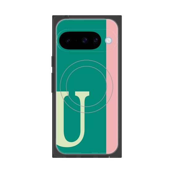 プレミアムスクエアケース with Pixelsnap［ オリジナル - initial color line - U green ］