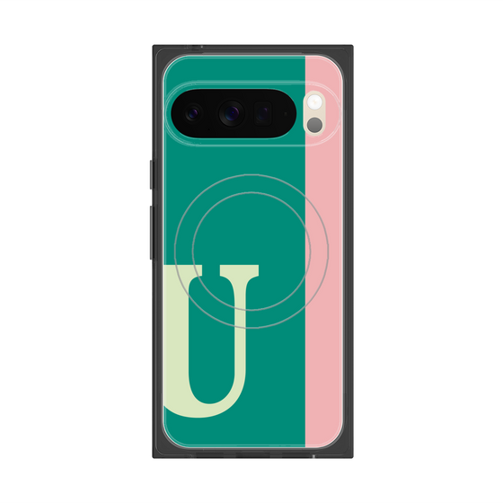 プレミアムスクエアケース with Pixelsnap［ オリジナル - initial color line - U green ］