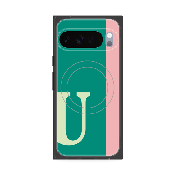 プレミアムスクエアケース with Pixelsnap［ オリジナル - initial color line - U green ］