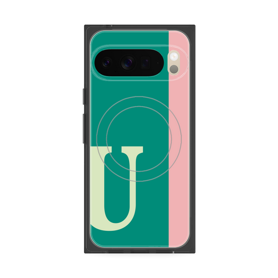 プレミアムスクエアケース with Pixelsnap［ オリジナル - initial color line - U green ］