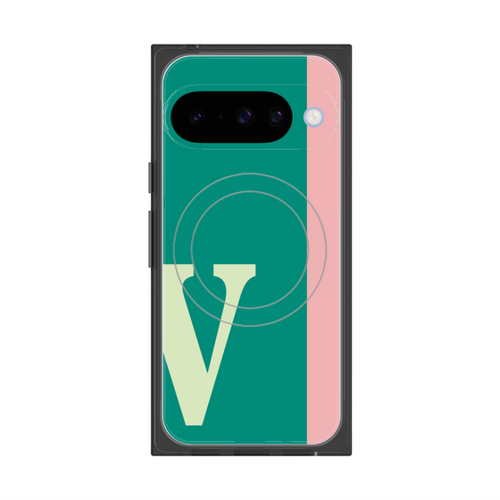 プレミアムスクエアケース with Pixelsnap［ オリジナル - initial color line - V green ］