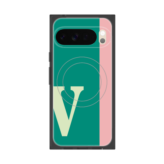 プレミアムスクエアケース with Pixelsnap［ オリジナル - initial color line - V green ］