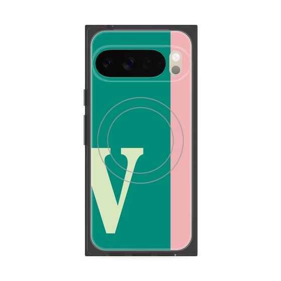 プレミアムスクエアケース with Pixelsnap［ オリジナル - initial color line - V green ］
