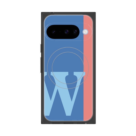 プレミアムスクエアケース with Pixelsnap［ オリジナル - initial color line - W blue ］