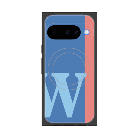 プレミアムスクエアケース with Pixelsnap［ オリジナル - initial color line - W blue ］