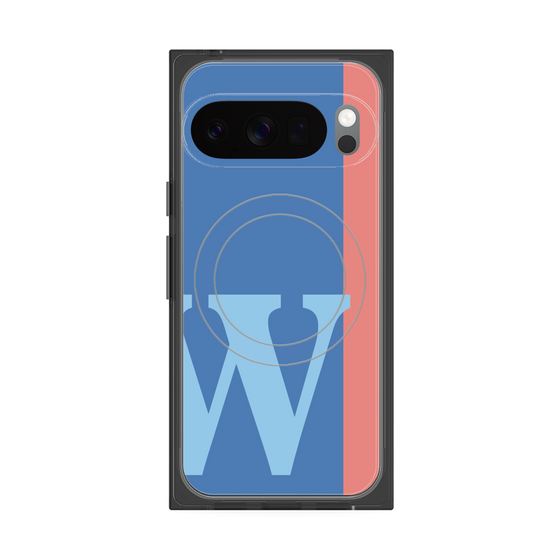 プレミアムスクエアケース with Pixelsnap［ オリジナル - initial color line - W blue ］