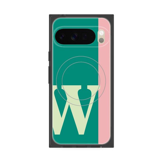 プレミアムスクエアケース with Pixelsnap［ オリジナル - initial color line - W green ］