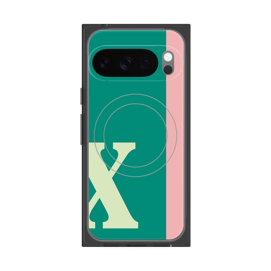 プレミアムスクエアケース with Pixelsnap［ オリジナル - initial color line - X green ］