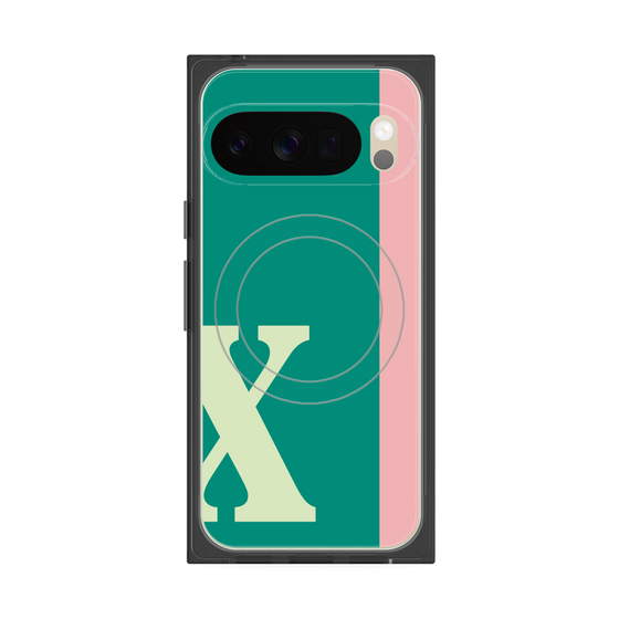 プレミアムスクエアケース with Pixelsnap［ オリジナル - initial color line - X green ］
