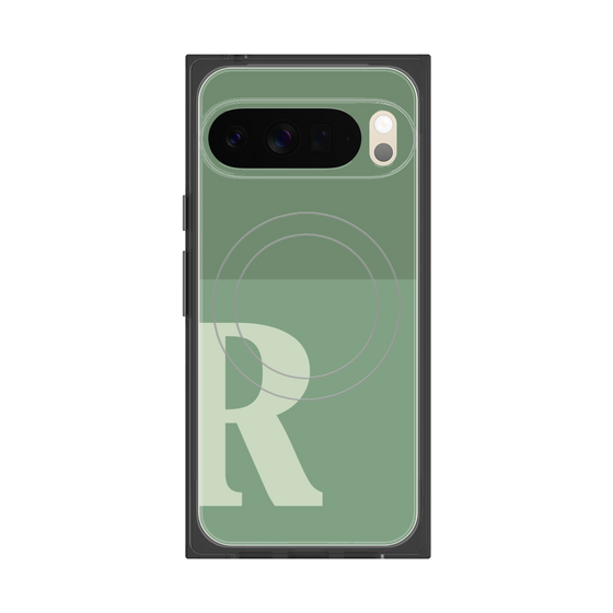 プレミアムスクエアケース with Pixelsnap［ オリジナル - initial two tone - R green ］