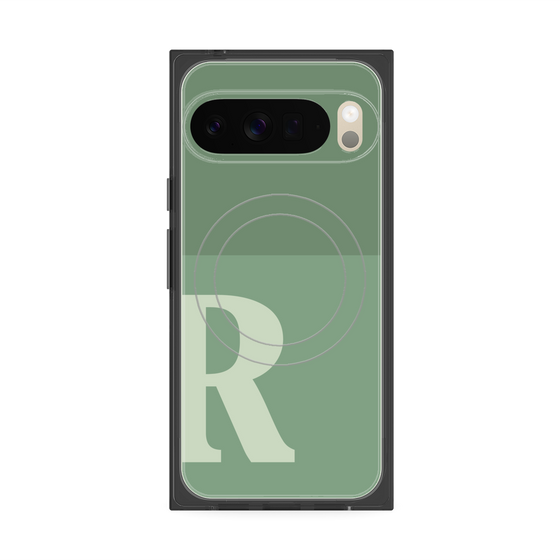 プレミアムスクエアケース with Pixelsnap［ オリジナル - initial two tone - R green ］