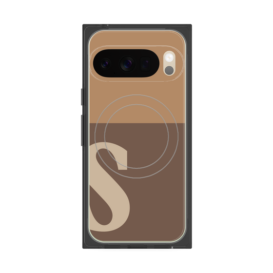 プレミアムスクエアケース with Pixelsnap［ オリジナル - initial two tone - S brown ］