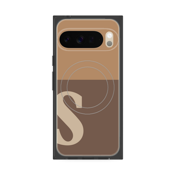プレミアムスクエアケース with Pixelsnap［ オリジナル - initial two tone - S brown ］
