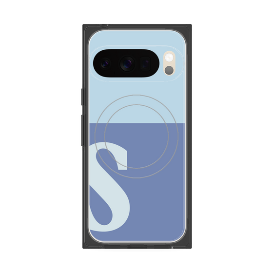 プレミアムスクエアケース with Pixelsnap［ オリジナル - initial two tone - S blue ］