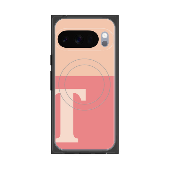 プレミアムスクエアケース with Pixelsnap［ オリジナル - initial two tone - T pink ］