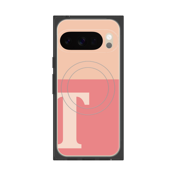 プレミアムスクエアケース with Pixelsnap［ オリジナル - initial two tone - T pink ］