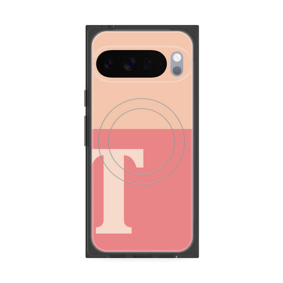 プレミアムスクエアケース with Pixelsnap［ オリジナル - initial two tone - T pink ］