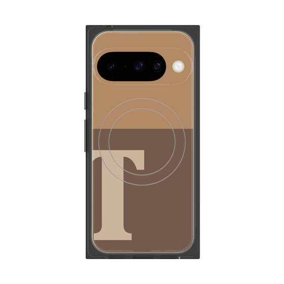 プレミアムスクエアケース with Pixelsnap［ オリジナル - initial two tone - T brown ］