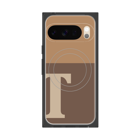 プレミアムスクエアケース with Pixelsnap［ オリジナル - initial two tone - T brown ］
