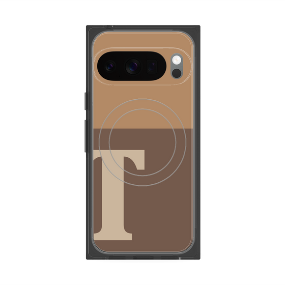 プレミアムスクエアケース with Pixelsnap［ オリジナル - initial two tone - T brown ］