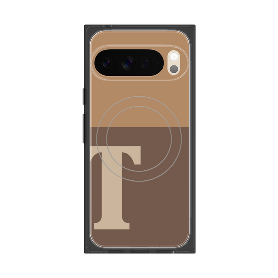 プレミアムスクエアケース with Pixelsnap［ オリジナル - initial two tone - T brown ］