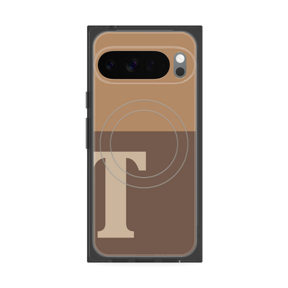 プレミアムスクエアケース with Pixelsnap［ オリジナル - initial two tone - T brown ］