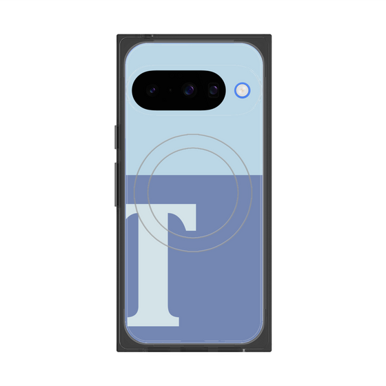 プレミアムスクエアケース with Pixelsnap［ オリジナル - initial two tone - T blue ］