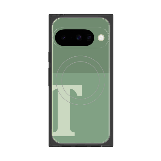 プレミアムスクエアケース with Pixelsnap［ オリジナル - initial two tone - T green ］
