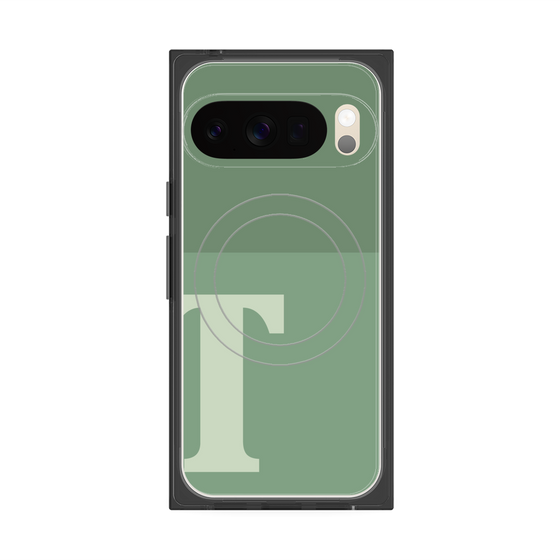 プレミアムスクエアケース with Pixelsnap［ オリジナル - initial two tone - T green ］