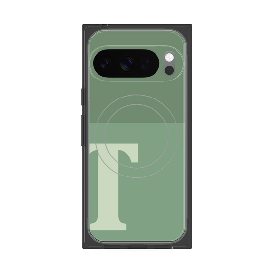 プレミアムスクエアケース with Pixelsnap［ オリジナル - initial two tone - T green ］