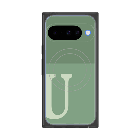 プレミアムスクエアケース with Pixelsnap［ オリジナル - initial two tone - U green ］