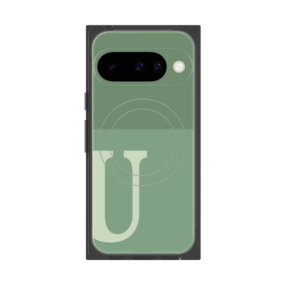プレミアムスクエアケース with Pixelsnap［ オリジナル - initial two tone - U green ］