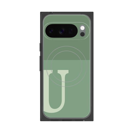 プレミアムスクエアケース with Pixelsnap［ オリジナル - initial two tone - U green ］